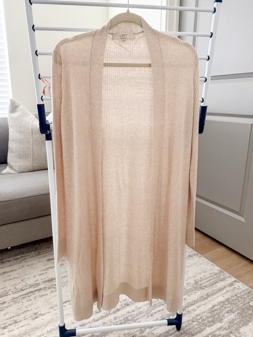 LOFT Beige Long Sleeve Cardigan L